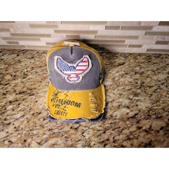 BJB Hat Cap Freedom Liberty Patriotic USA Adult One Size Adjustable Distressed - Picture 14 of 15